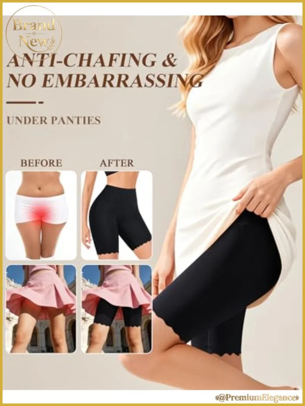 High Waisted Seamless Slip Shorts for Under Dresses Anti Chafing Boyshorts